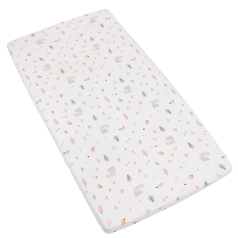 Ultra Soft Baby Mattress Fitted Sheet-Pink Forest-Multi Size