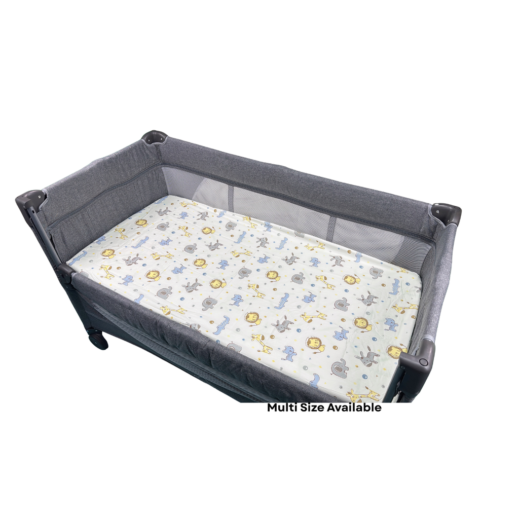 100% Pure Combed Cotton Baby Mattress Fitted Sheet-Elephant & Lion