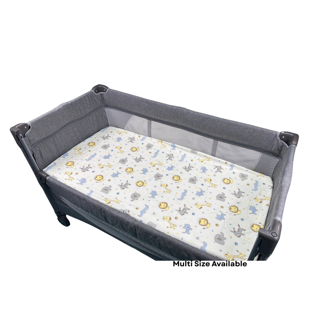 100% Pure Combed Cotton Baby Mattress Fitted Sheet-Elephant & Lion