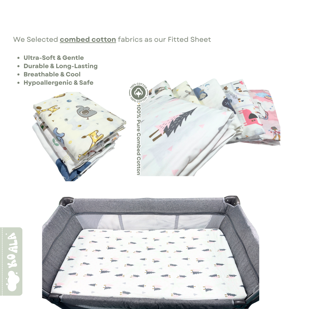 100% Pure Combed Cotton Baby Mattress Fitted Sheet-Pine Tree