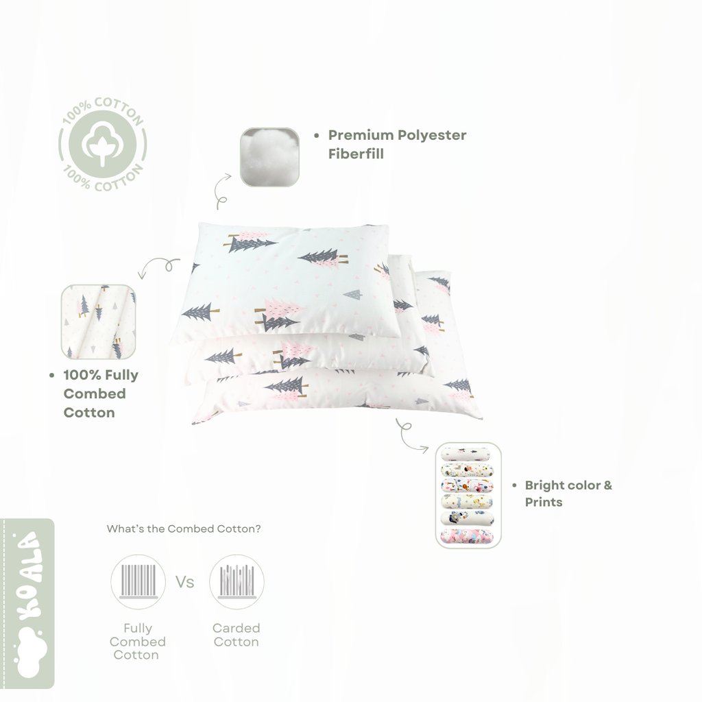 100% Pure Combed Cotton Children Head Pillow Case - Animal Zoo