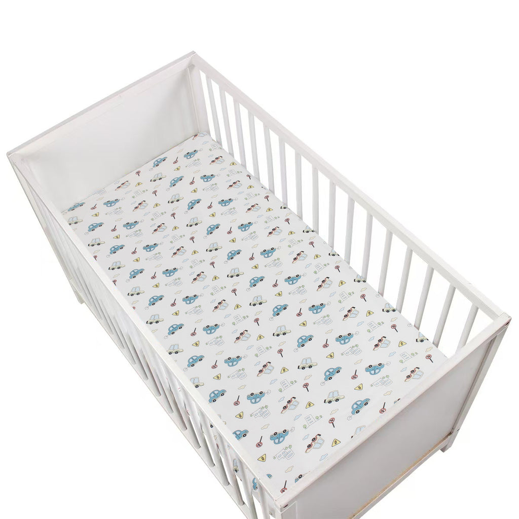 Ultra Soft Baby Mattress Fitted Sheet-Baby Cars-Multi Size