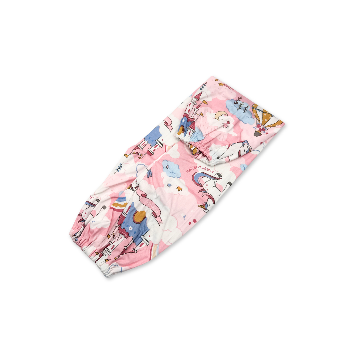 100% Pure Combed Cotton Toddler Bolster Cover -Pink Castle 4 Size