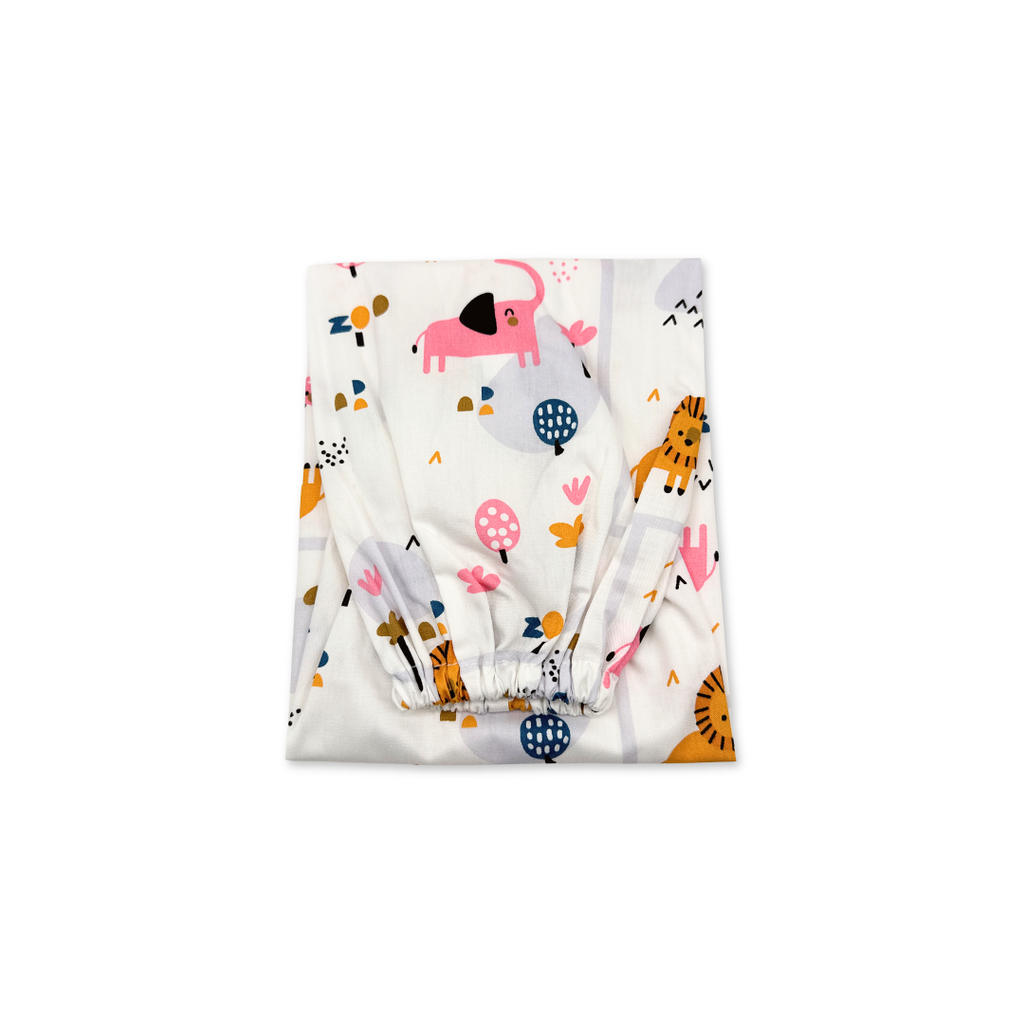 100% Pure Combed Cotton Toddler Bolster Cover - Animal Zoo