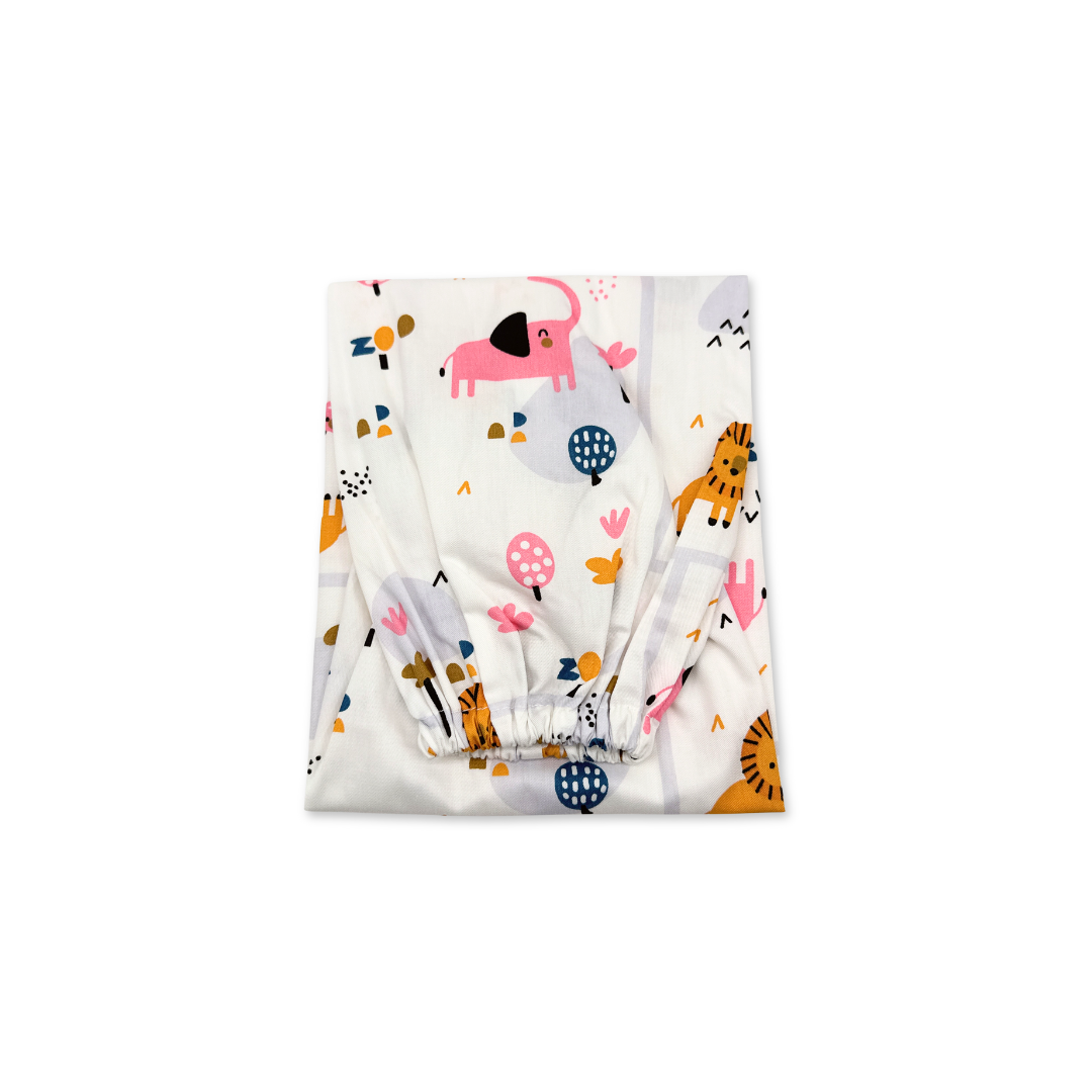 100% Pure Combed Cotton Toddler Bolster Cover - Animal Zoo