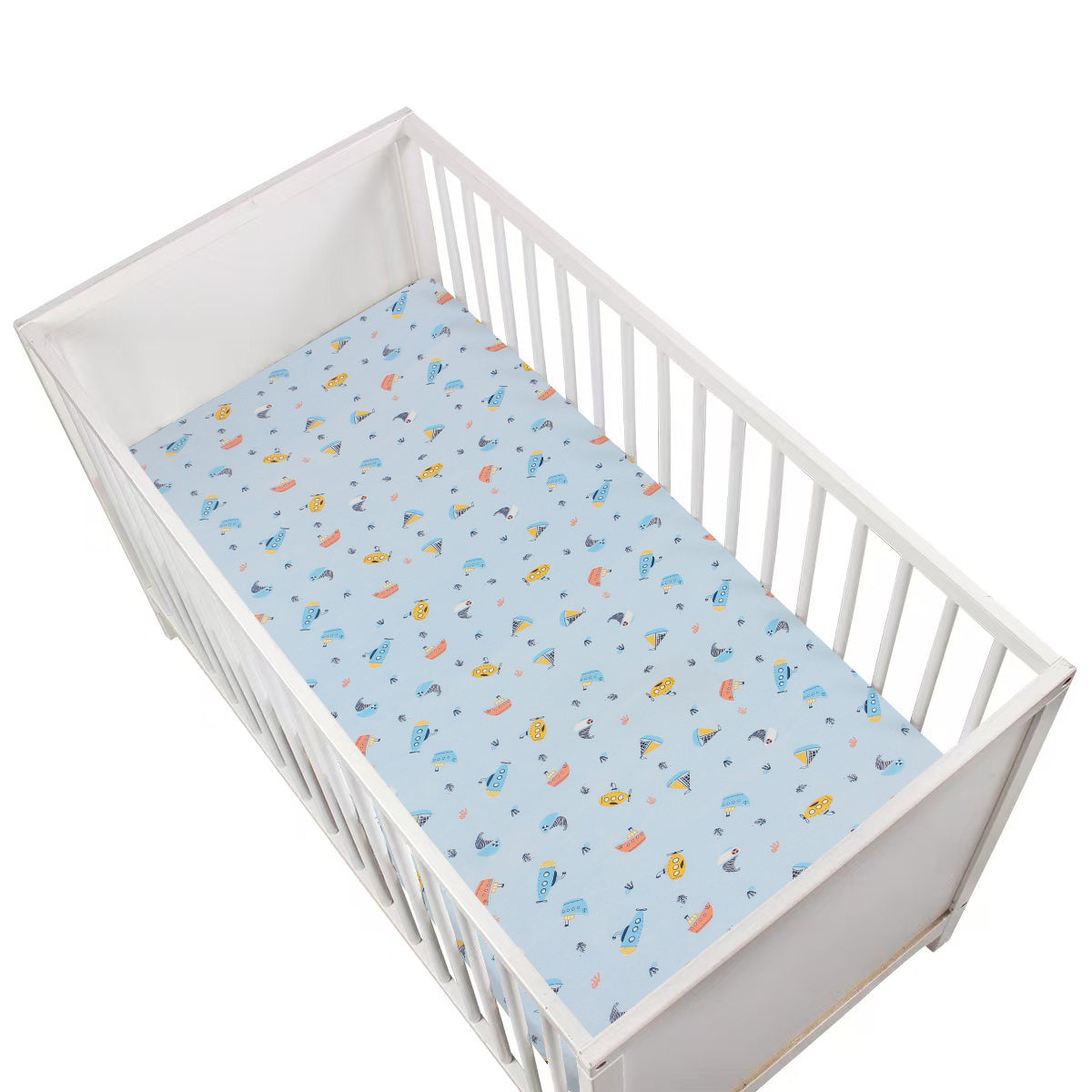 Ultra Soft Baby Mattress Fitted Sheet-Blue Ocean -Multi Size