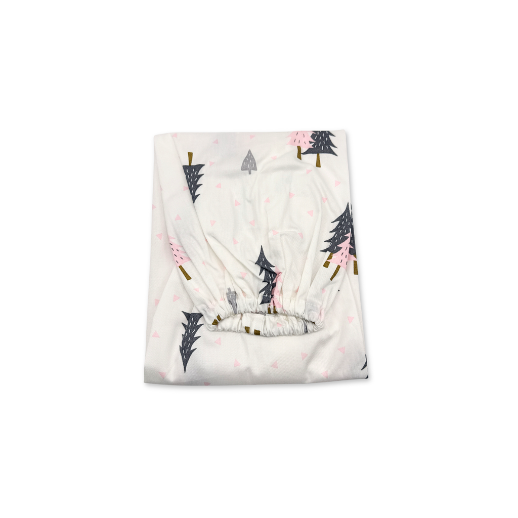 100% Pure Combed Cotton Toddler Bolster Cover - Pink Tree 4 Size