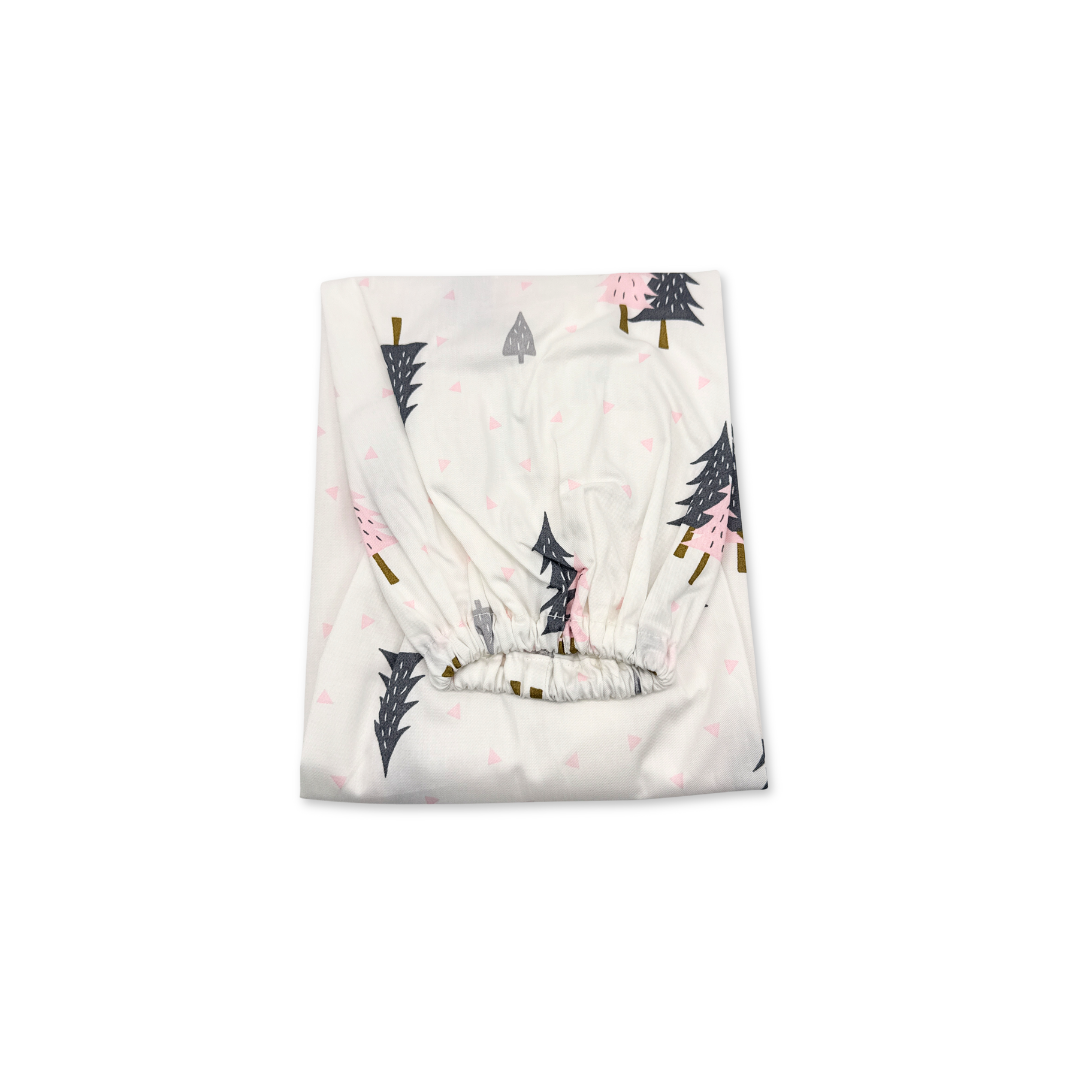 100% Pure Combed Cotton Toddler Bolster Cover - Pink Tree 4 Size