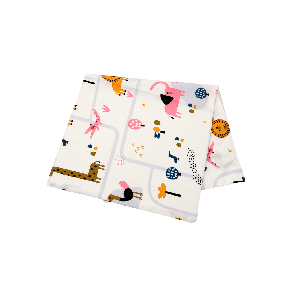 100% Pure Combed Cotton Children Head Pillow Case - Animal Zoo