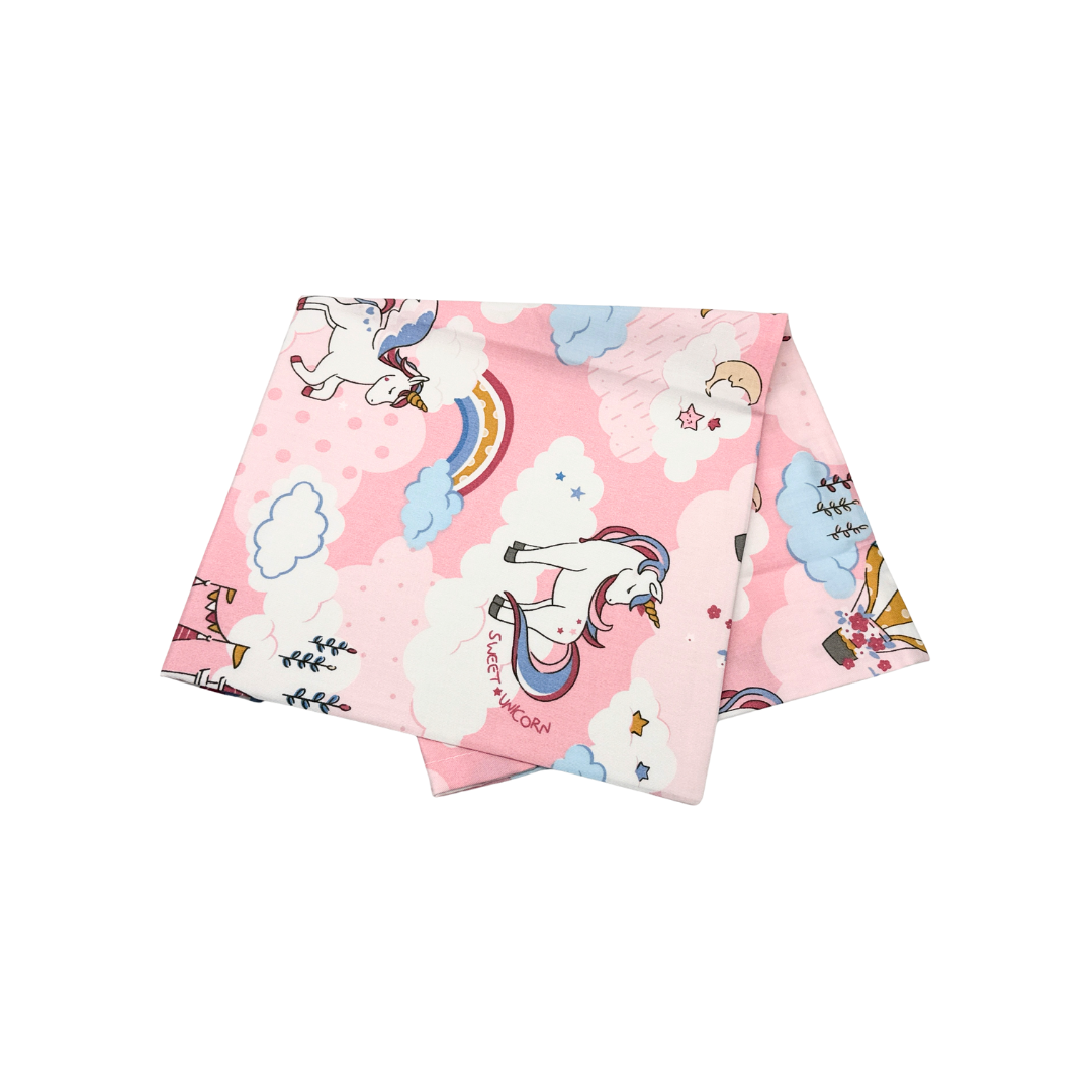 100% Pure Combed Cotton Children Head Pillow Case - Pink Castle