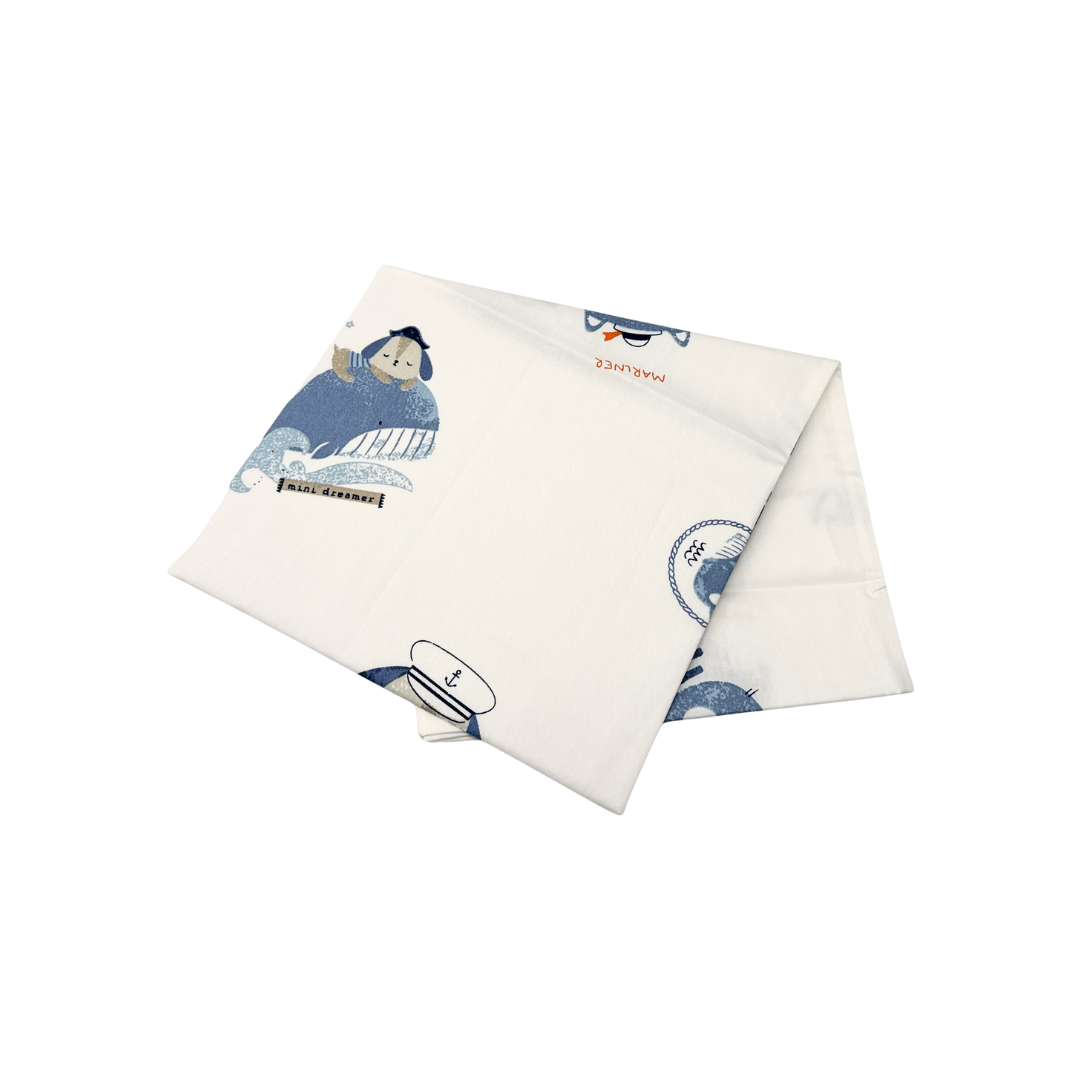 100% Pure Combed Cotton Children Head Pillow Case - Blue Pirate