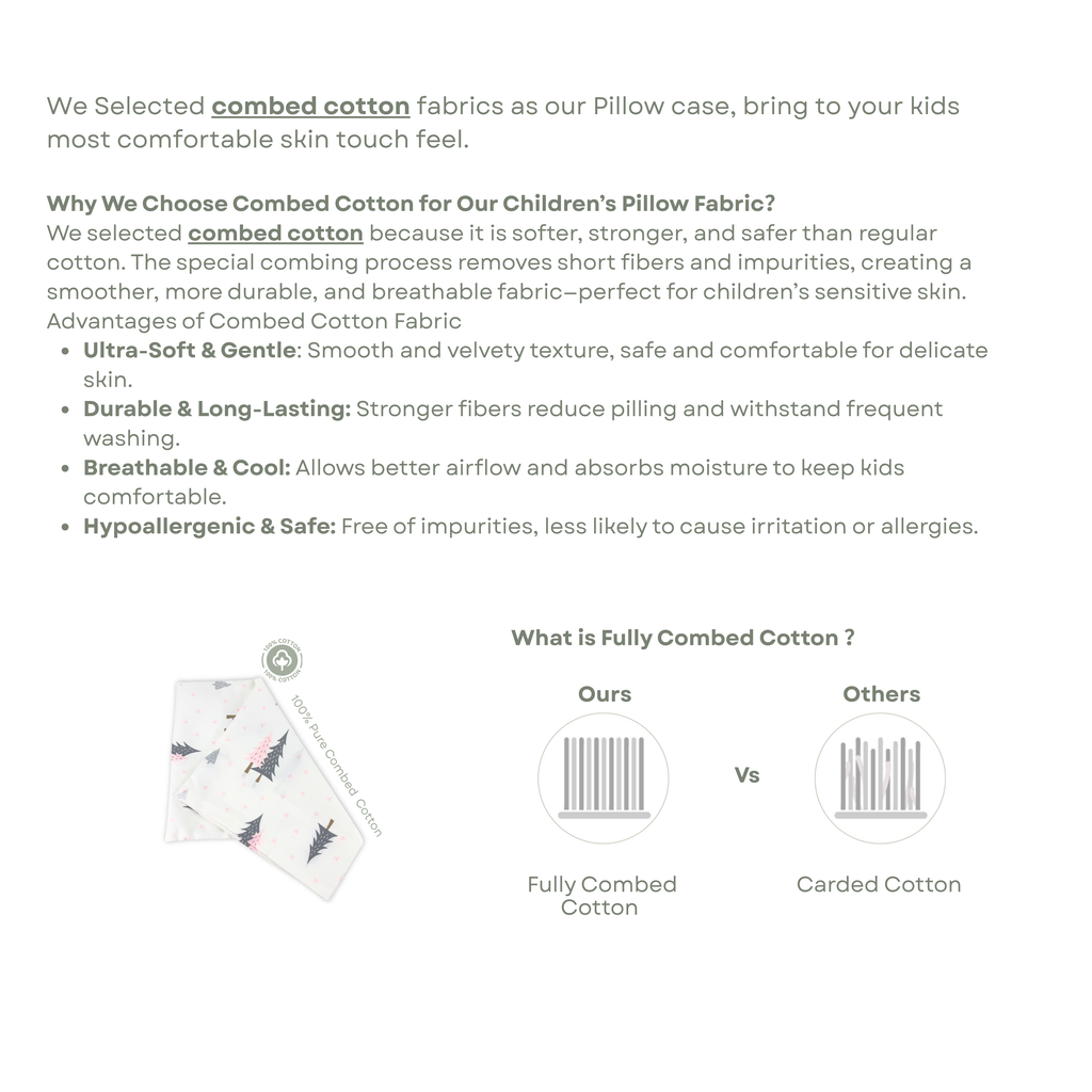 100% Premium Cotton Dimple Pillow -Elephant & Lion- Size:28 X 18cm