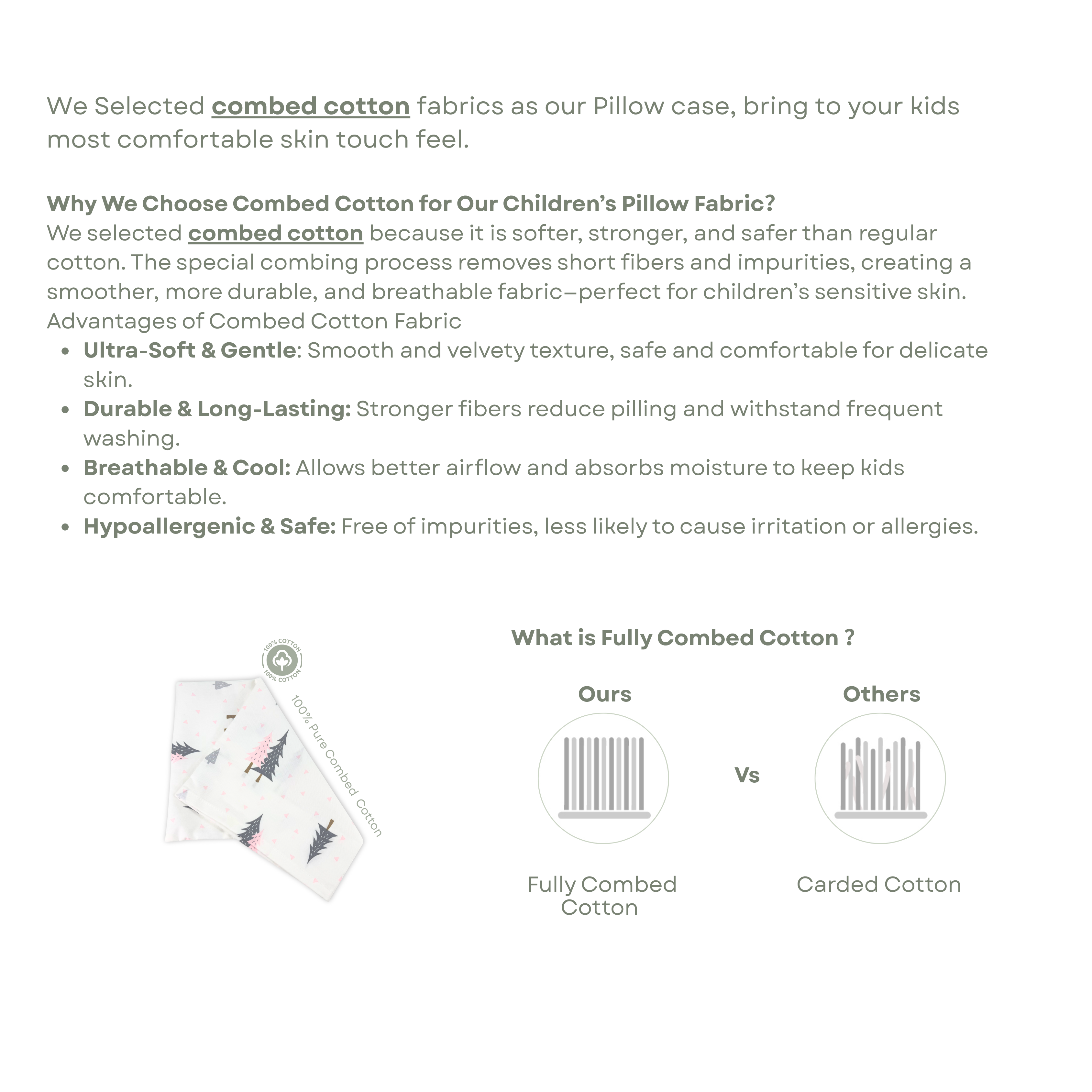 100% Premium Cotton Dimple Pillow -Elephant & Lion- Size:28 X 18cm