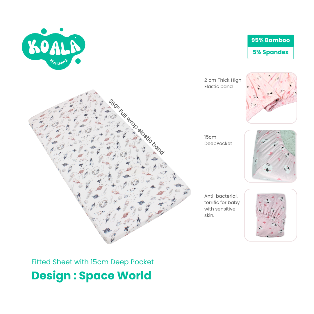 Ultra Soft Baby Mattress Fitted Sheet-Space World -Multi Size