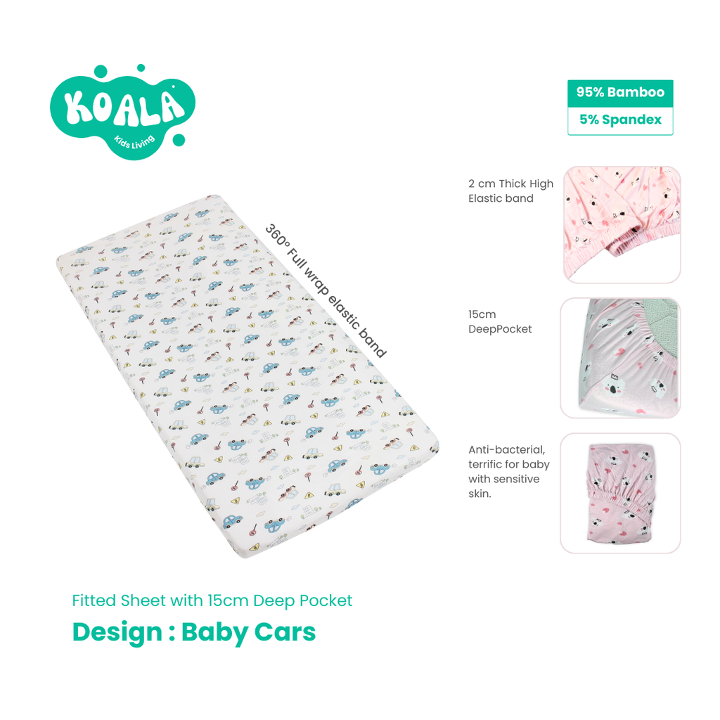 Ultra Soft Baby Mattress Fitted Sheet-Baby Cars-Multi Size