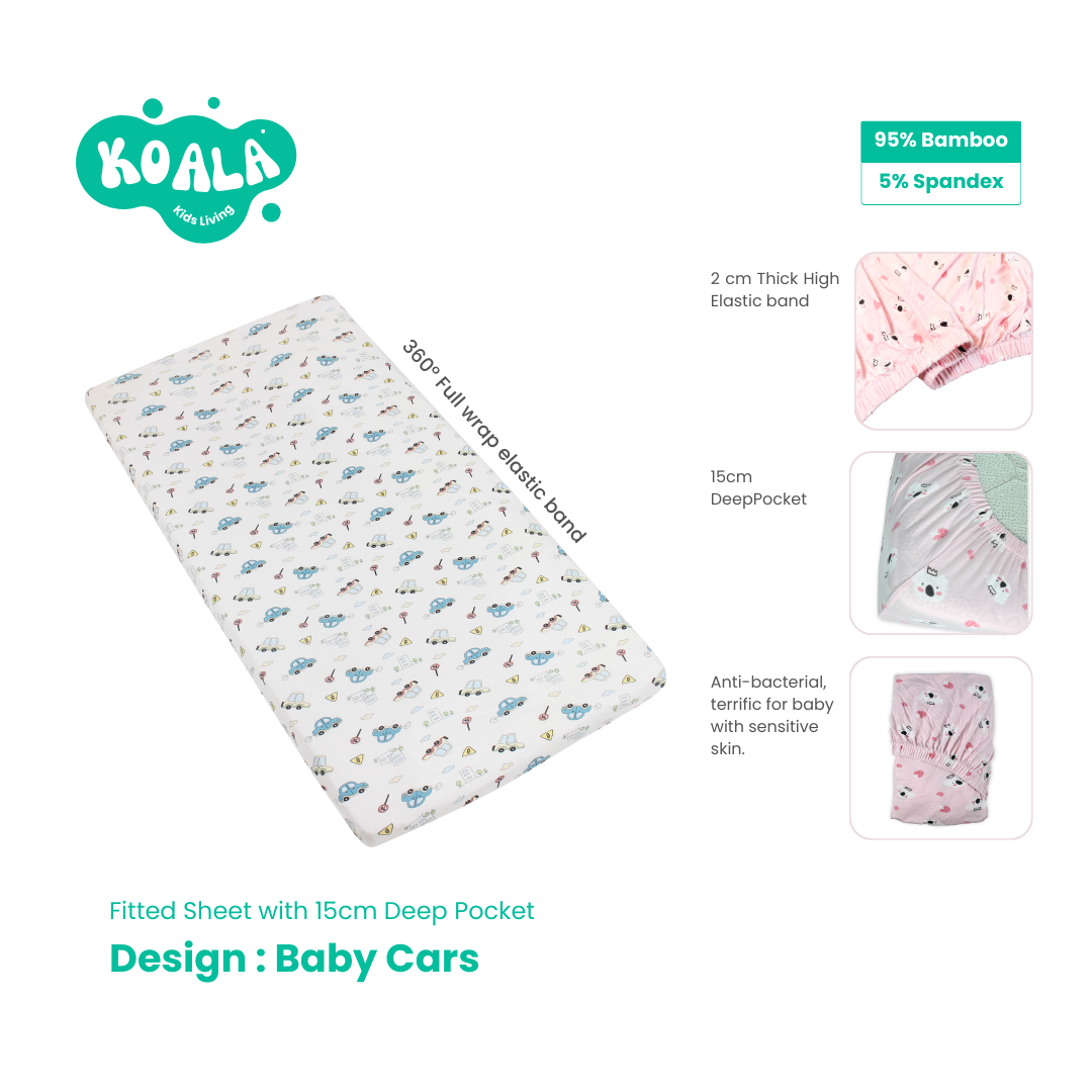 Ultra Soft Baby Mattress Fitted Sheet-Baby Cars-Multi Size