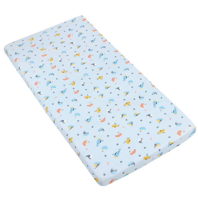 Ultra Soft Baby Mattress Fitted Sheet-Blue Ocean -Multi Size
