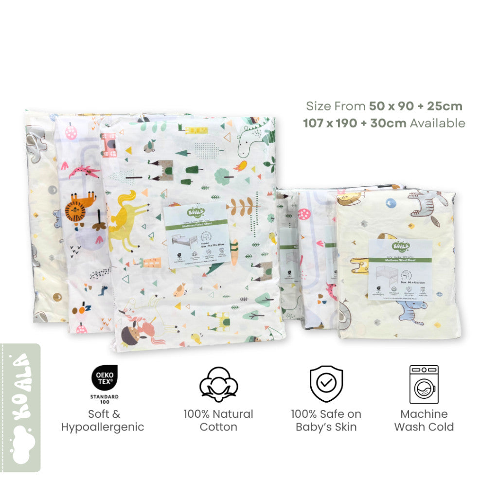 100% Pure Combed Cotton Baby Mattress Fitted Sheet-Pine Tree