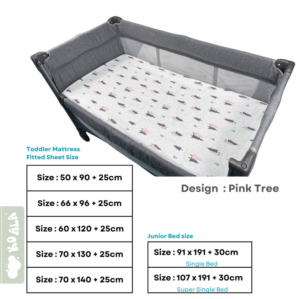 100% Pure Combed Cotton Baby Mattress Fitted Sheet-Pine Tree