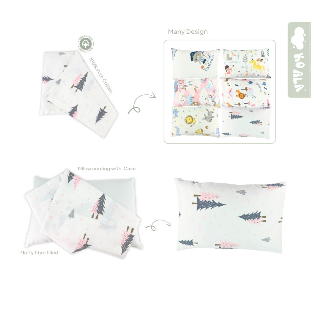 100% Pure Combed Cotton Children Head Pillow Case - Animal Zoo