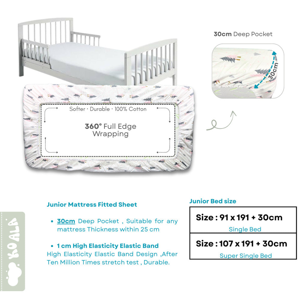 100% Pure Combed Cotton Baby Mattress Fitted Sheet-Animal Zoo