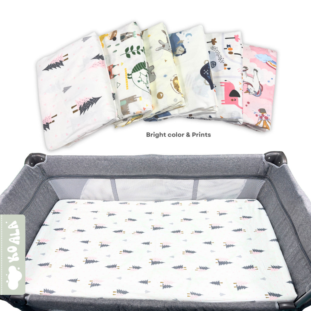 100% Pure Combed Cotton Baby Mattress Fitted Sheet-Animal Zoo
