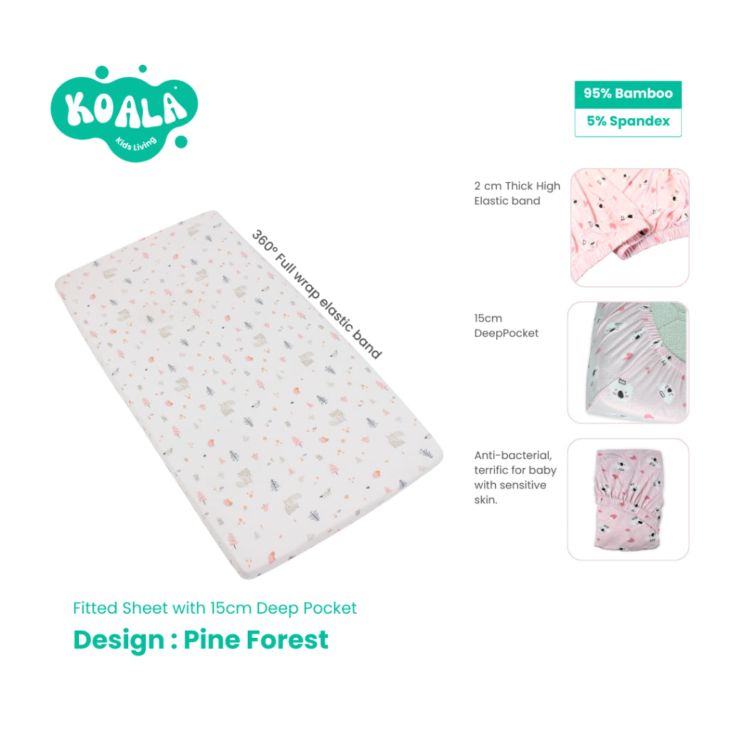 Ultra Soft Baby Mattress Fitted Sheet-Pink Forest-Multi Size