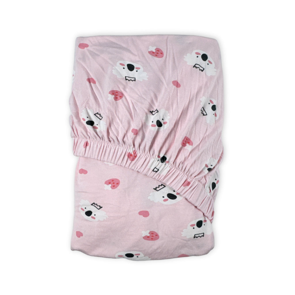 Ultra Soft Baby Mattress Fitted Sheet-Pink Koala-Multi Size